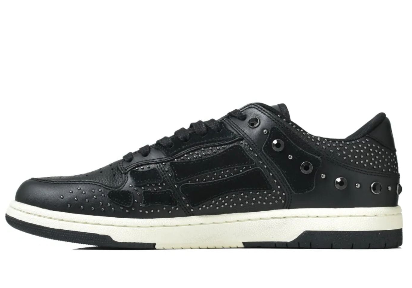 Amiri Skel Top Embellished Appliquéd Leather and Suede