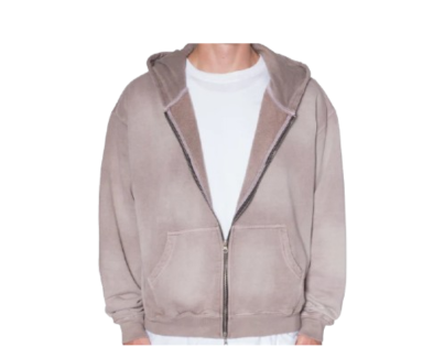 Faded Basic Zip Up Hoodie Washed Mauve