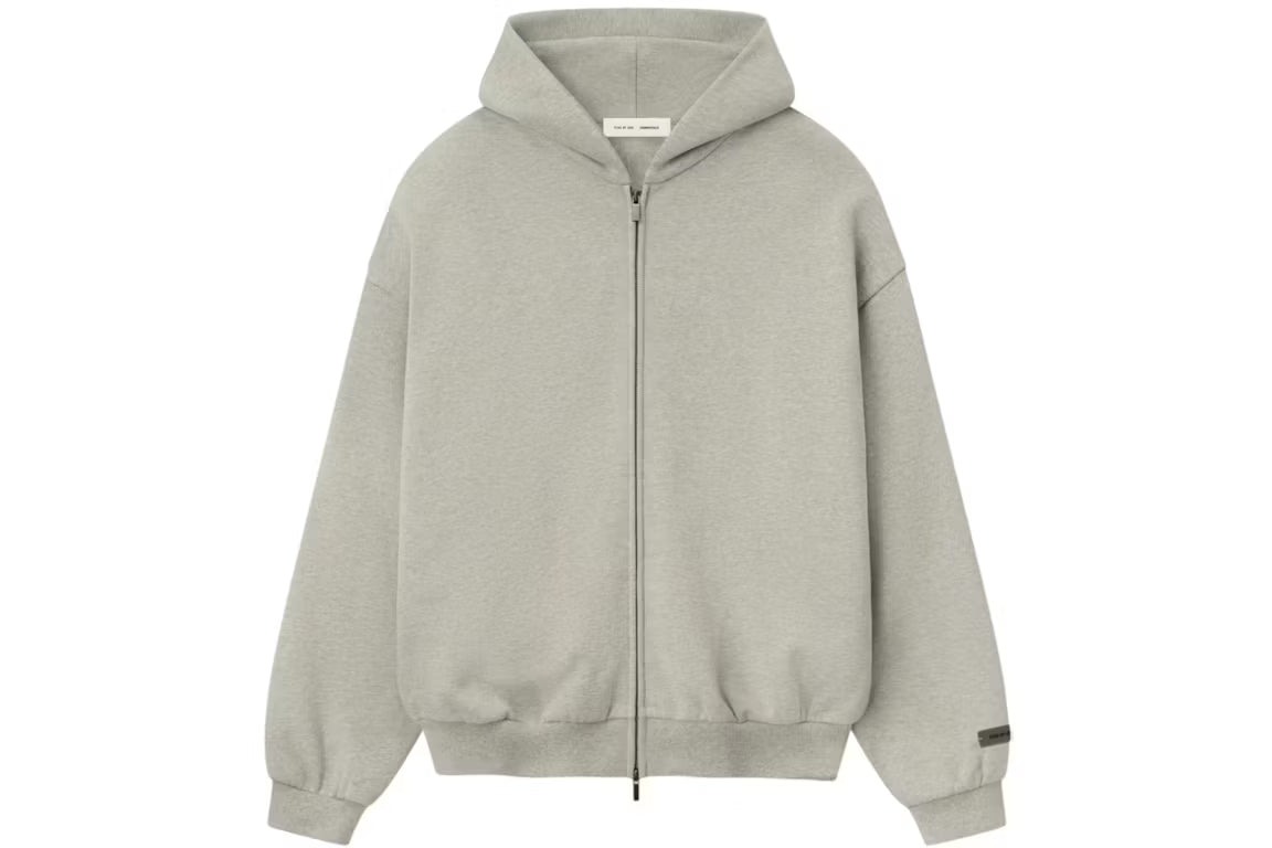 Fear of God Essentials Embossed Classic Fleece Zip-Up Hoodie Warm Heather