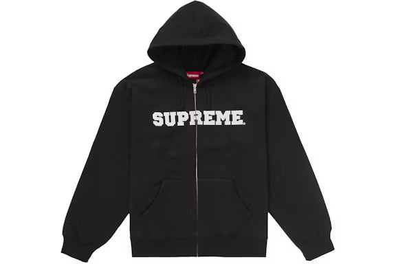 Supreme Collegiate Applique Zip Up Hooded Sweatshirt Black