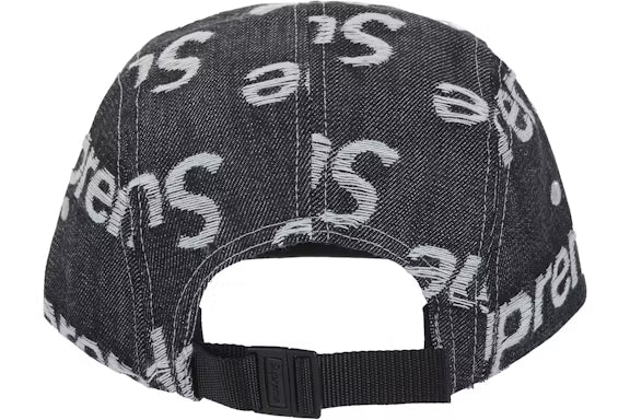 Supreme Jacquard Logos Denim Camp Cap Rigid Indigo