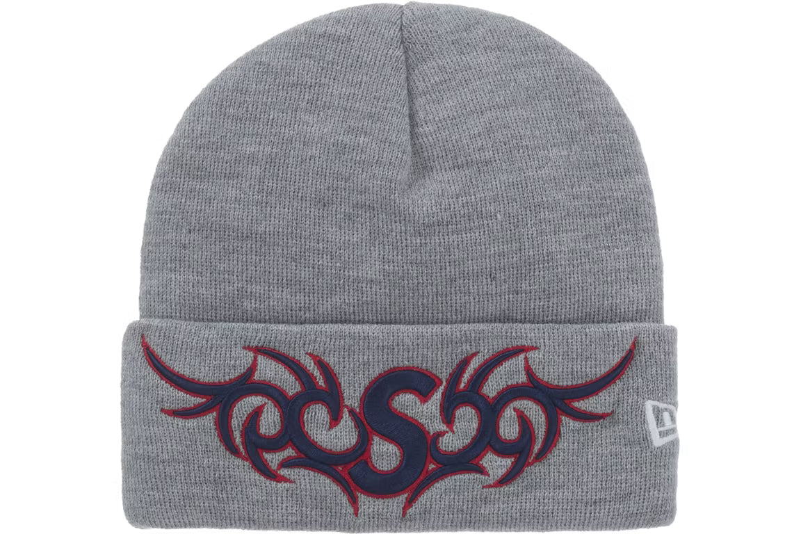 Supreme New Era Tribal S Logo Beanie Heather Grey