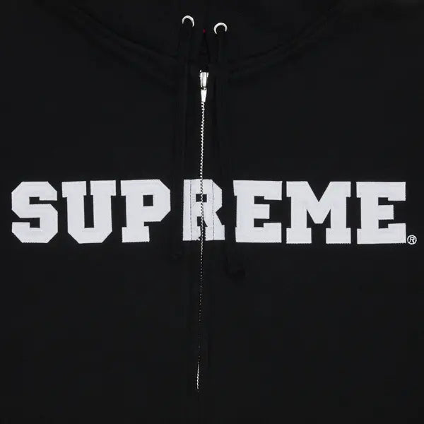 Supreme Collegiate Applique Zip Up Hooded Sweatshirt Black