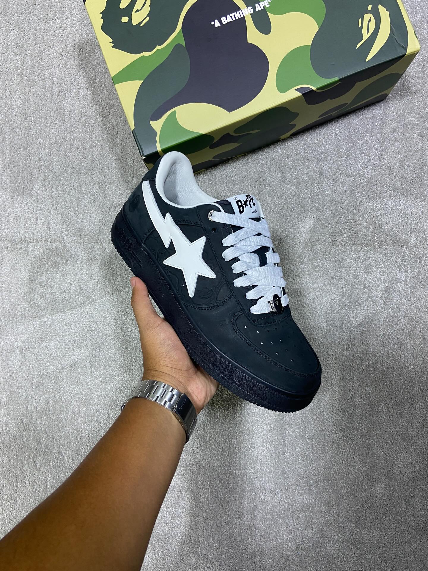 A Bathing Ape Bape Sta #4 Black White