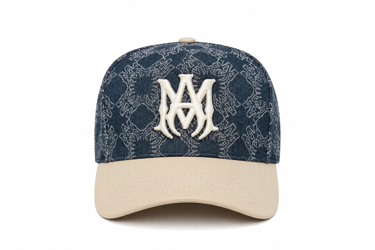 Amiri Ma Leather Brim Denim Hat Indigo