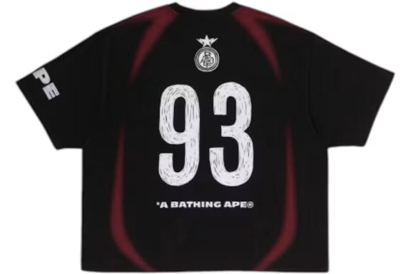 BAPE Heavy Wash Hand Draw Football Multi Logo Relaxed Fit T-shirt Black