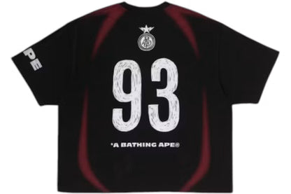BAPE Heavy Wash Hand Draw Football Multi Logo Relaxed Fit T-shirt Black