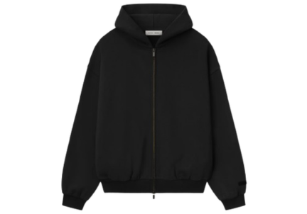 Essentials Embossed 90S Fit Fleece Zip-Up Hoodie Vintage Black