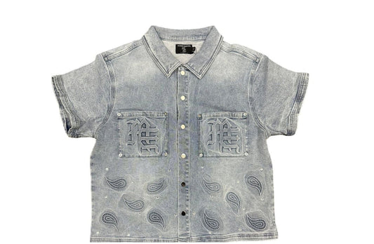 Mixed Emotion Paisley Denim Blue Shirt