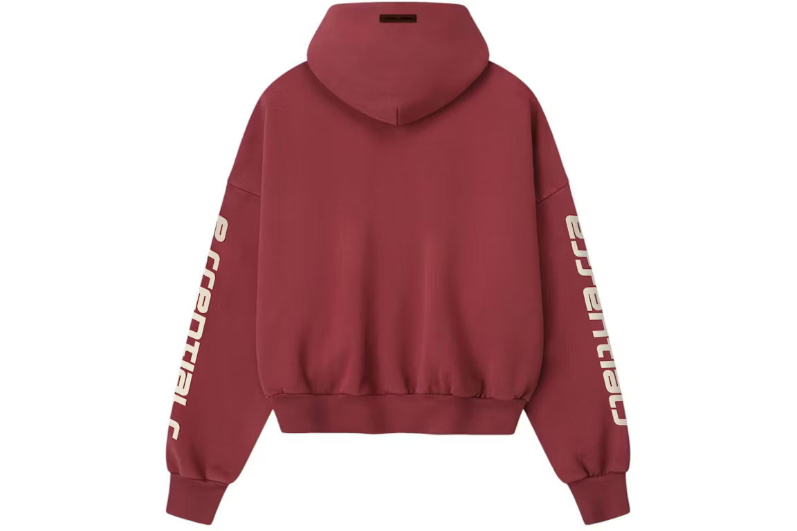 Fear of God Essentials Cropped Relaxed Hoodie Crimson