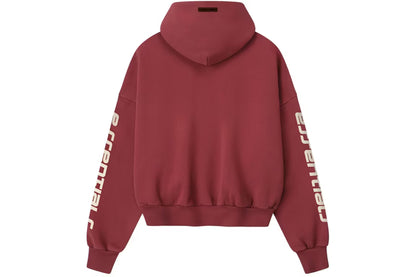 Fear of God Essentials Cropped Relaxed Hoodie Crimson
