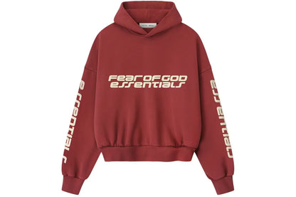 Fear of God Essentials Cropped Relaxed Hoodie Crimson