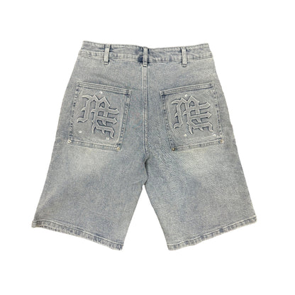 Mixed Emotion Paisley Denim Blue Shorts