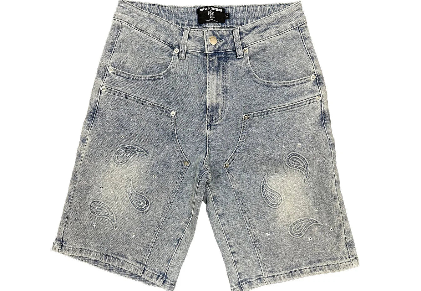 Mixed Emotion Paisley Denim Blue Shorts