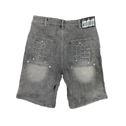 Mixed Emotion Paisley Denim Grey Shorts