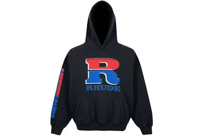 Rhude Black Split Petrol Logo Hoodie