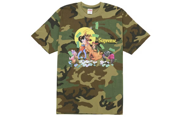 Supreme All Dogs Go To Heaven Tee Woodland Camo