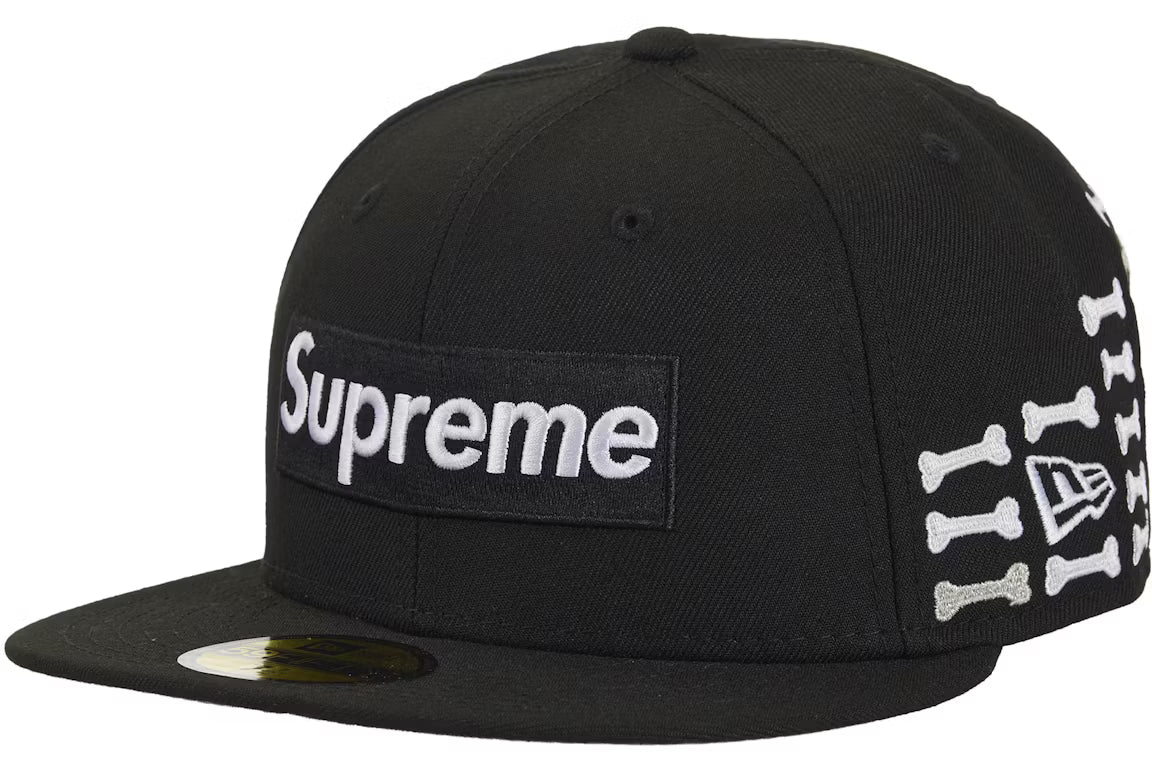 Supreme Bones Box Logo New Era 59Fifty Fitted Hat Black