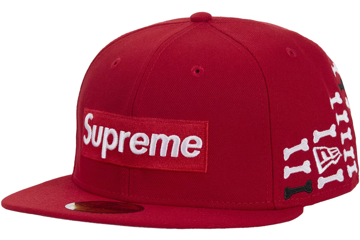 Supreme Bones Box Logo New Era 59Fifty Fitted Hat Red