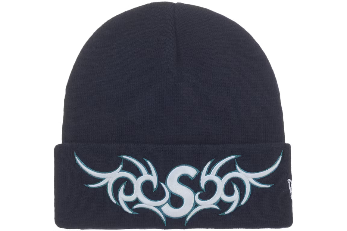 Supreme New Era Tribal S Logo Beanie Navy