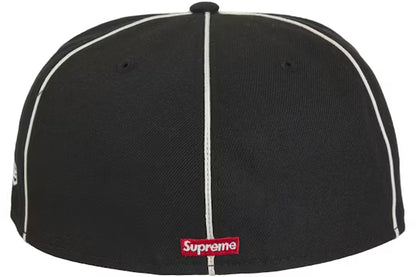 Supreme x New Era Piping Script Logo Cap Black