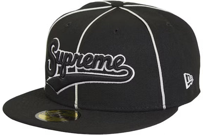 Supreme x New Era Piping Script Logo Cap Black