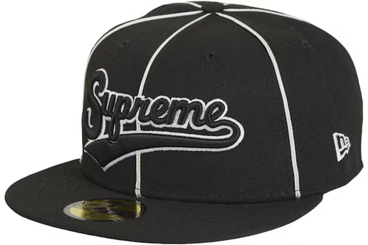 Supreme x New Era Piping Script Logo Cap Black