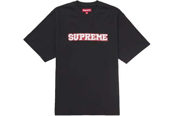 Supreme Satin Appliqué S/S Top Black