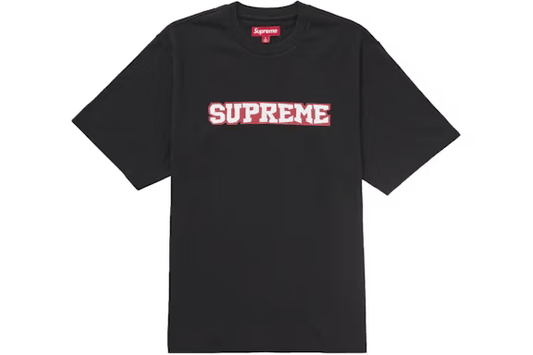 Supreme Satin Appliqué S/S Top Black