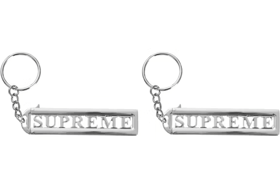 Supreme Slide Keychain Silver