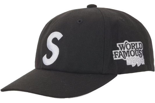 Supreme World Famous S Logo 6-Panel Hat Black