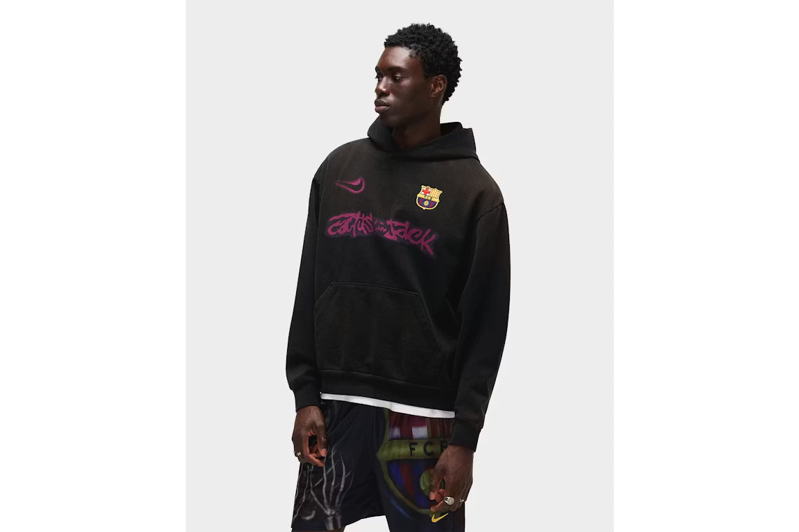 Travis Scott x Nike x FC Barcelona Spray Logo Hoodie Black