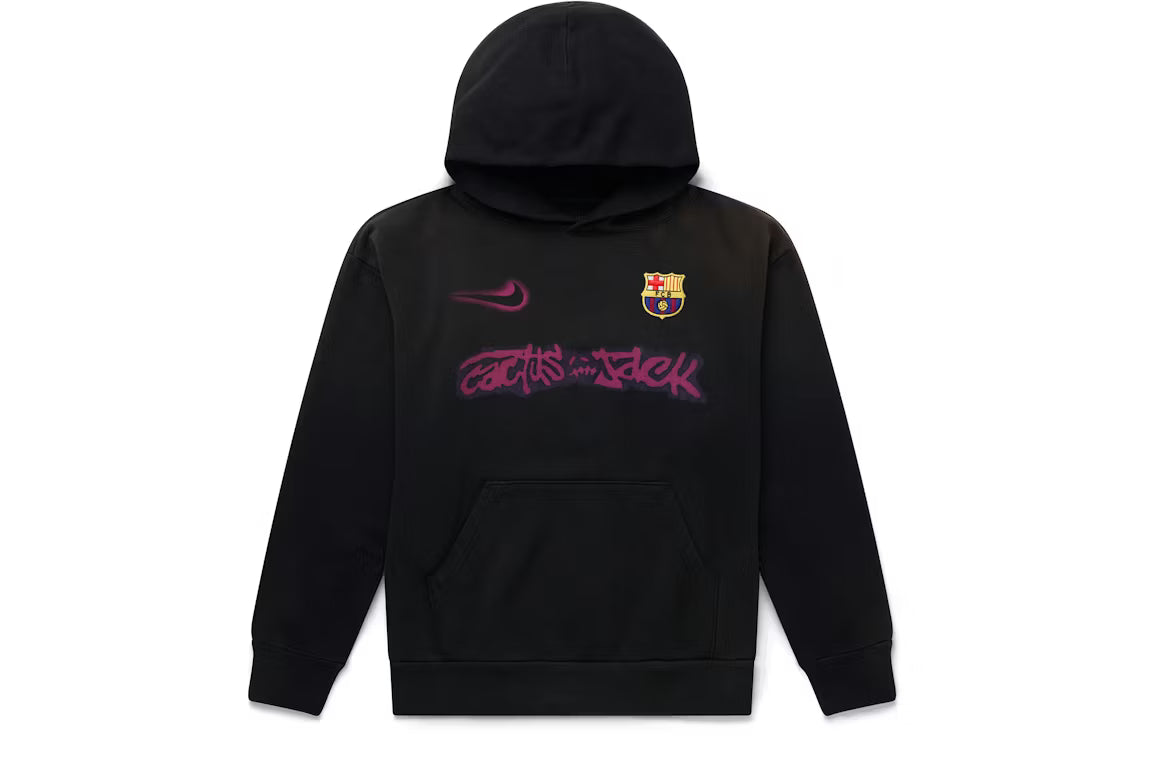 Travis Scott x Nike x FC Barcelona Spray Logo Hoodie Black