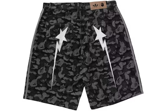 adidas x BAPE Camo Jacquard Shark Denim Jorts Black