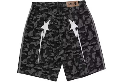 adidas x BAPE Camo Jacquard Shark Denim Jorts Black