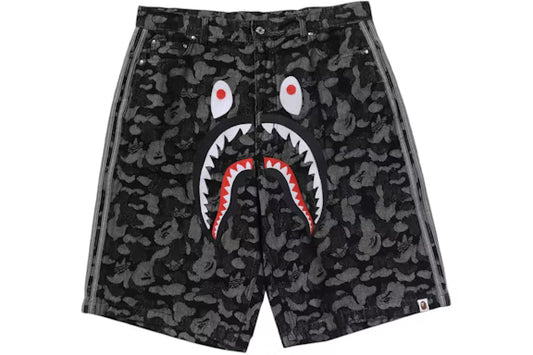 adidas x BAPE Camo Jacquard Shark Denim Jorts Black