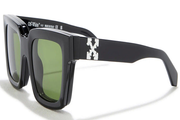 Off White Clip On Square Sunglasses Black Green