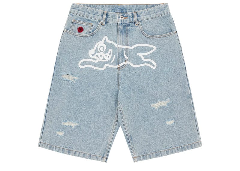 Ice Cream Running Dog Demin Shorts Heavy Wash Blue