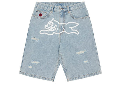 Ice Cream Running Dog Demin Shorts Heavy Wash Blue