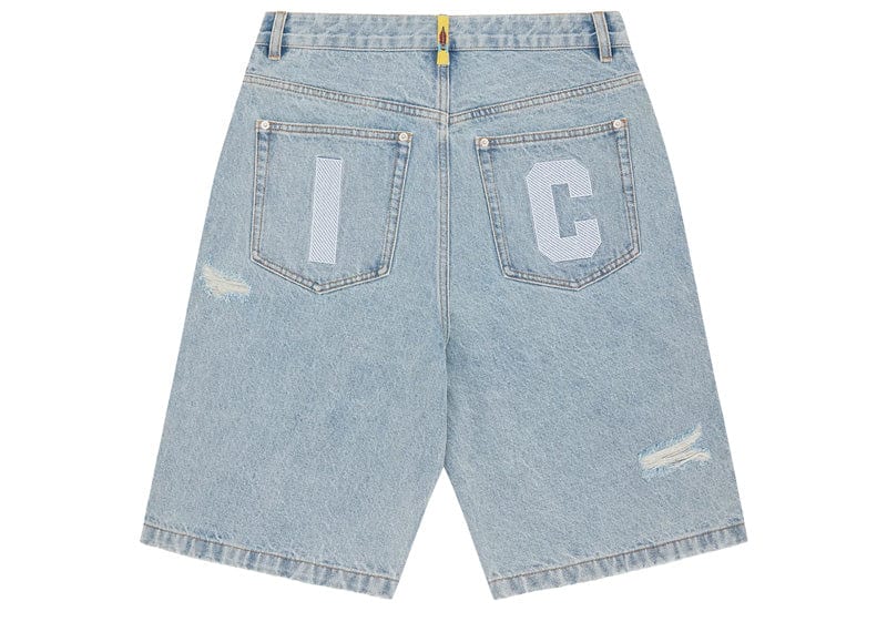 Ice Cream Running Dog Demin Shorts Heavy Wash Blue