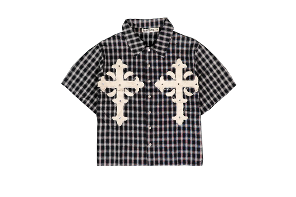 Watson Have Faith Short Sleeve Flannel Shirt Black