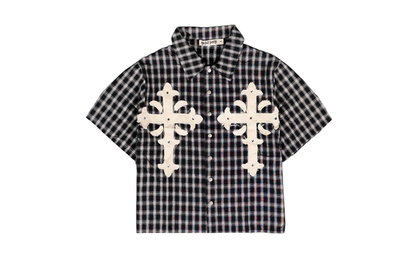 Watson Have Faith Short Sleeve Flannel Shirt Black