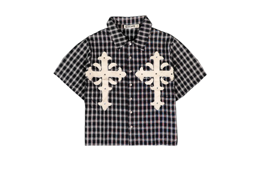 Watson Have Faith Short Sleeve Flannel Shirt Black