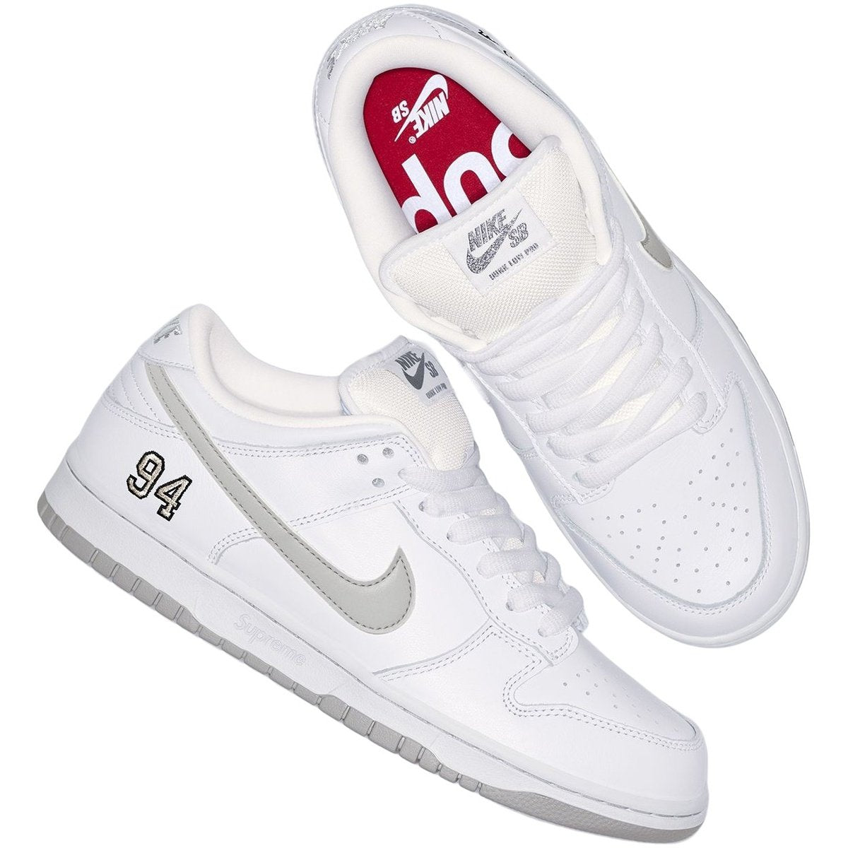 Dunk Low SB Supreme 94 White Metallic Silver